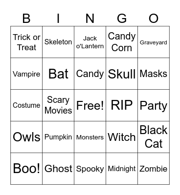 Halloween Bingo Card