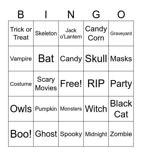 Halloween Bingo Card