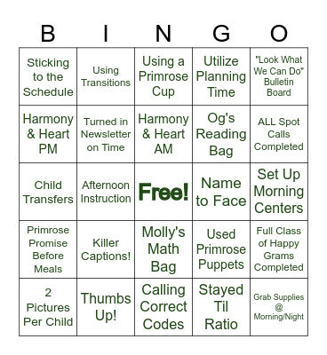 Primrose School of Exton Bingo Card