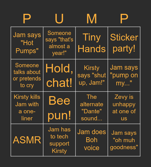 Hot Pumps Bingo! Bingo Card