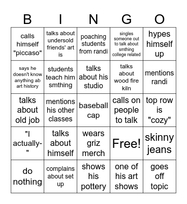 Art History Bingo Card