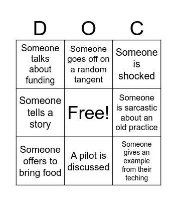 DOCS Bingo Card