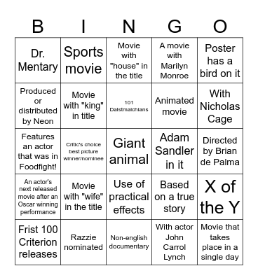 November Bingo Card