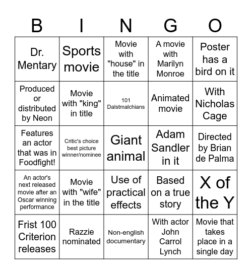 November Bingo Card