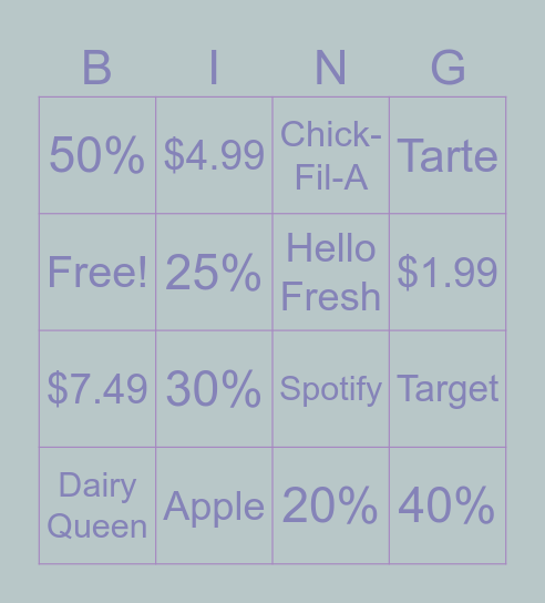 Commuter Discounts ! Bingo Card