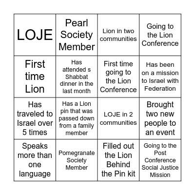 BINGO Card