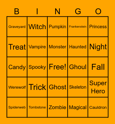 Happy Halloween Bingo Card