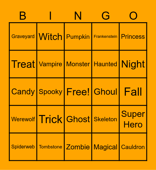 Happy Halloween Bingo Card