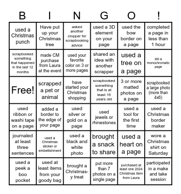 Christmas in November Bingo Card