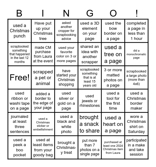 Christmas in November Bingo Card