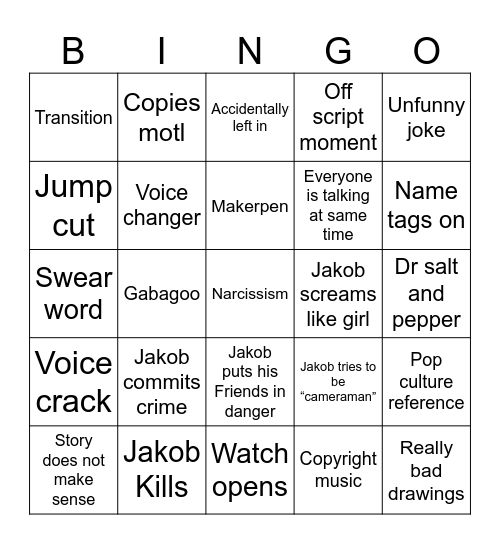 jakobverse bingo Card