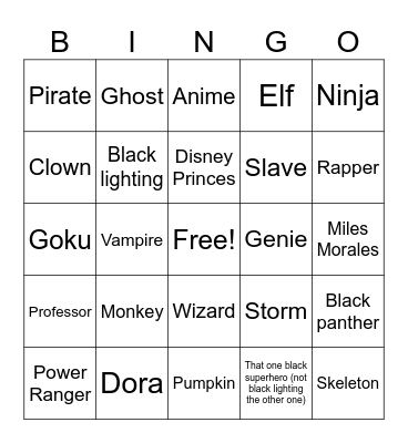 Halloween Bingo Card