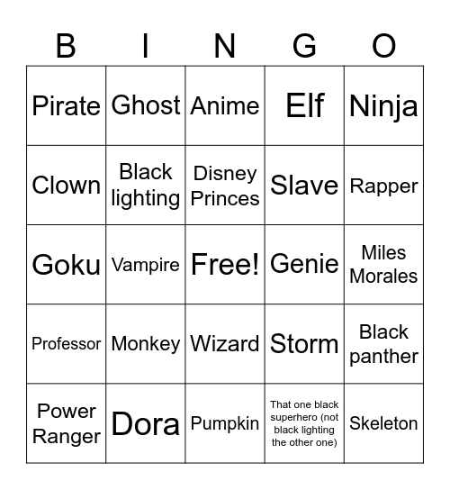 Halloween Bingo Card