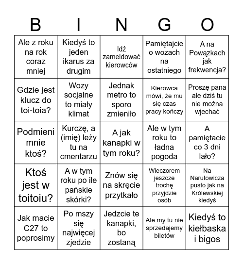 Akcja "ZNICZ" Bingo Card