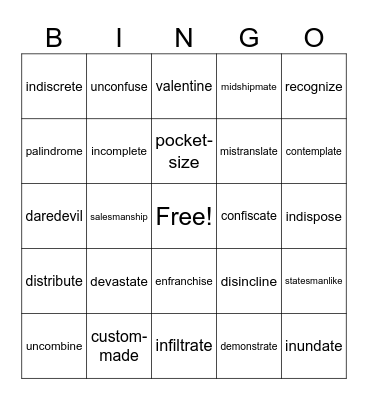 Step 4.3 Bingo Card