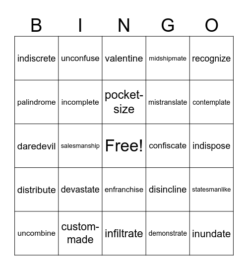 Step 4.3 Bingo Card