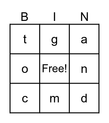 Letters Week 12 Bingo Card