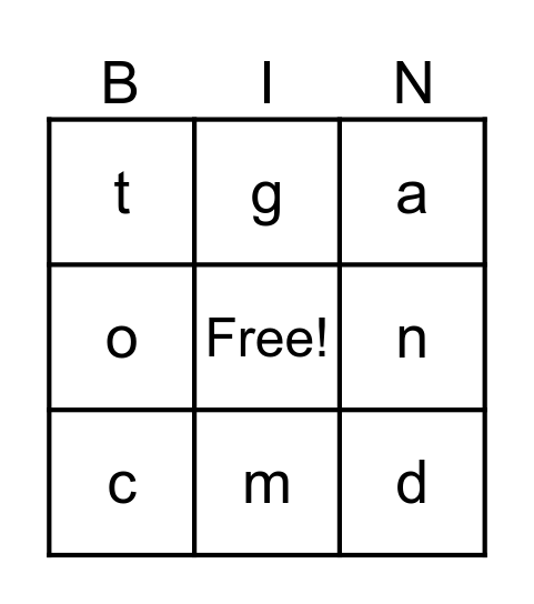 Letters Week 12 Bingo Card