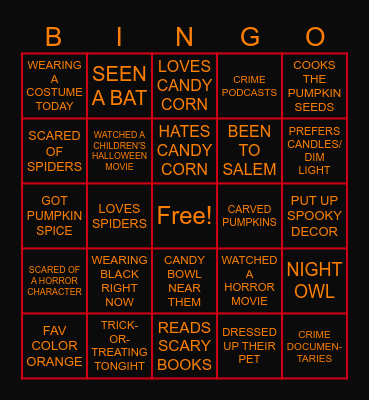 BOO BINGO (㇏(•̀ᵥᵥ•́)ノ) Bingo Card