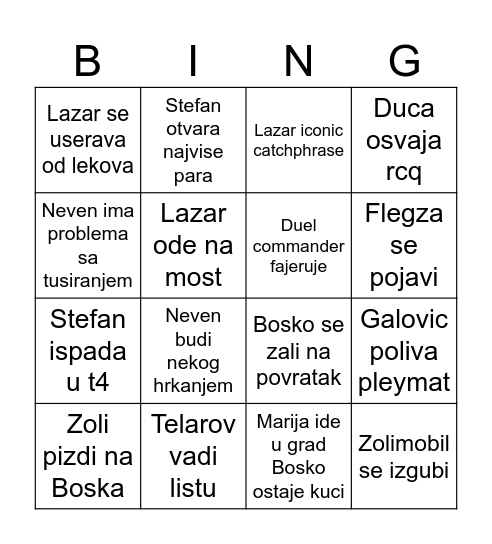 Osjek Bingo Card