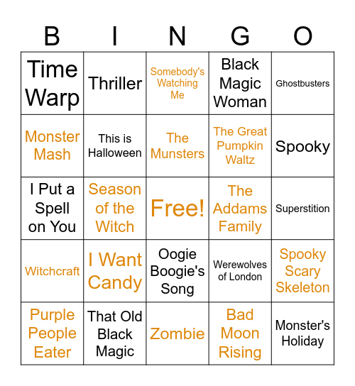 Halloween Bingo Card