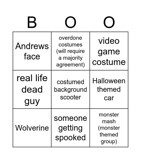 Boo Bingo Card