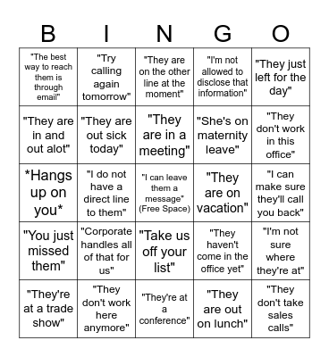 Gate Keeper Bingo Card