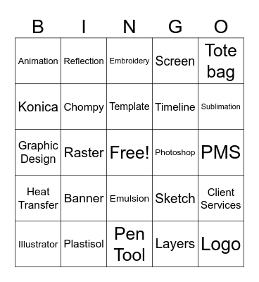 Graphic Communications Bingo Card