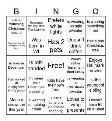 Christmas Bingo Card