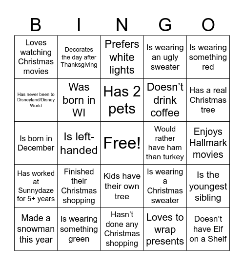 Christmas Bingo Card