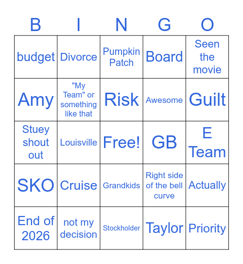 Jeff's Exit Strategy Bingo Card