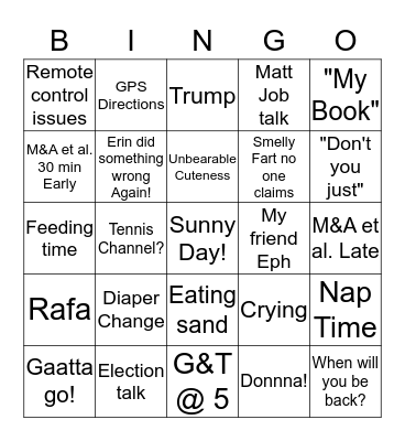 MZM Vacation Bingo Card