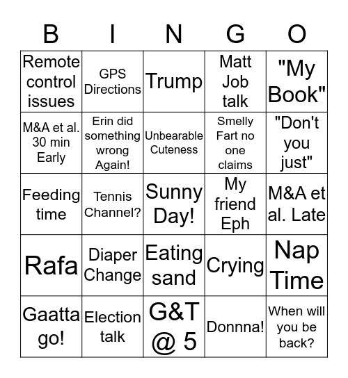 MZM Vacation Bingo Card