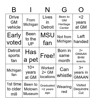 GMAAN GPD BINGO Card