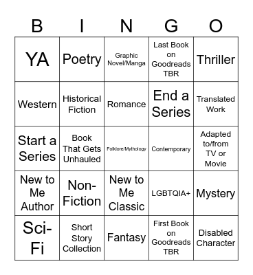 Book Bingo Card