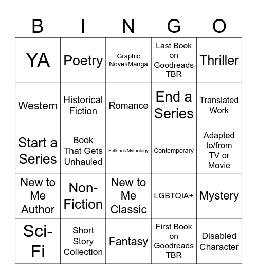 Book Bingo Card