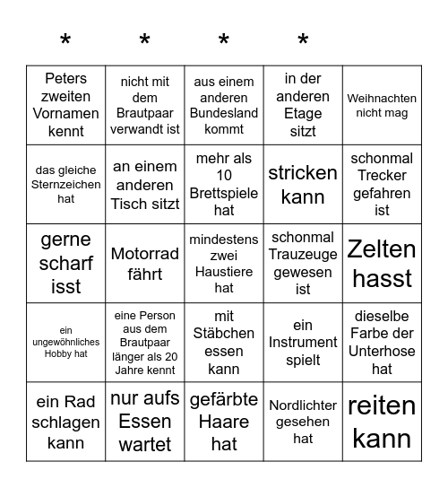 Kennenlern-Bingo Card