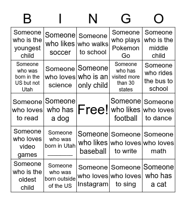 Get To Know You BINGO! Bingo Card