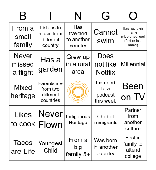 Get to Know You Bingo Card