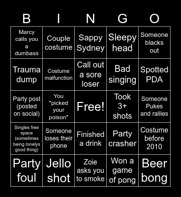 Bingo and BOO-ze Bingo Card