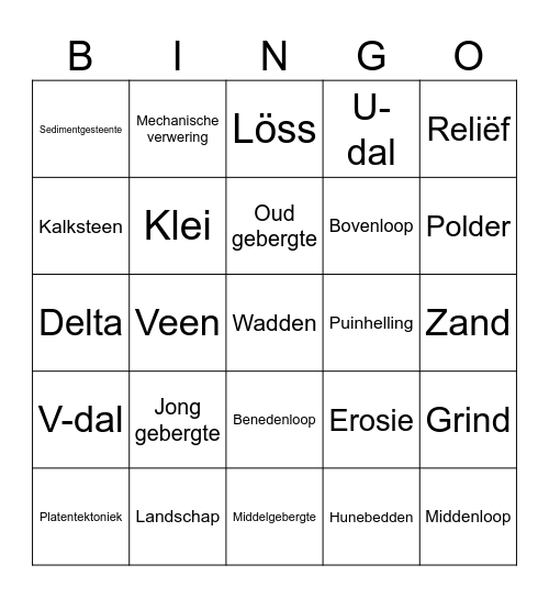 Landschappen Bingo Card