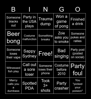 Bingo & BOO-ze Bingo Card