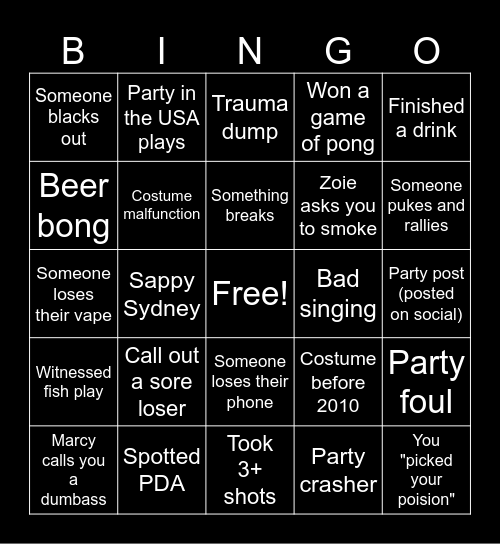 Bingo & BOO-ze Bingo Card