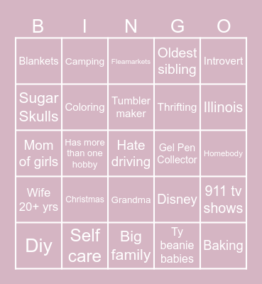 Penpal Bingo Card