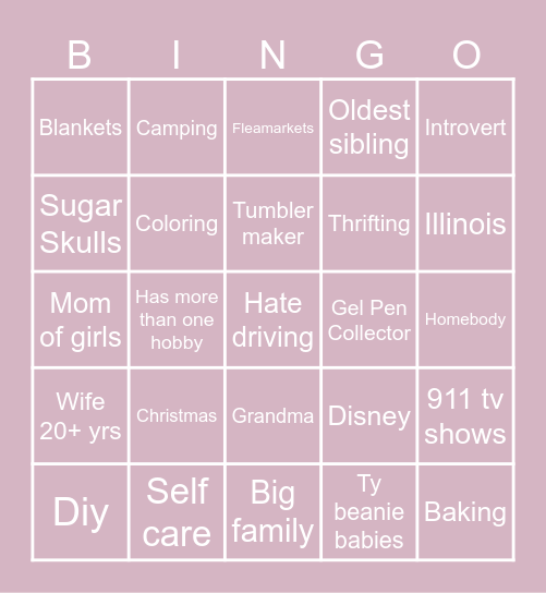 Penpal Bingo Card