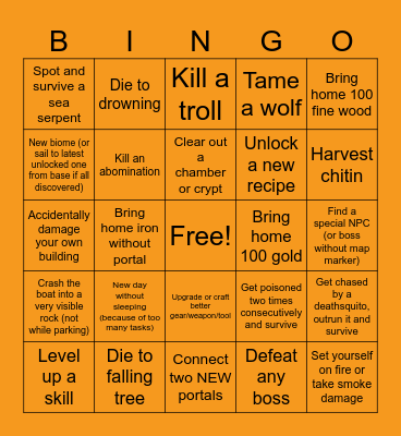 Valheim Bingo Card