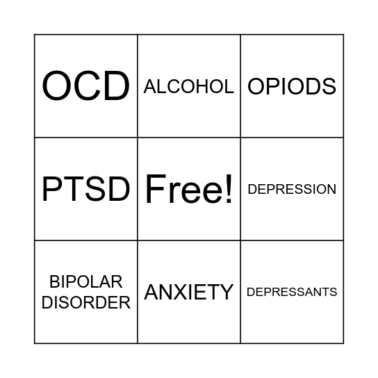 Co-Occurring Bingo Card