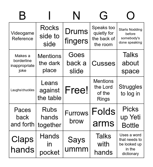 Armor's Presentation Bingo Card Bingo Card