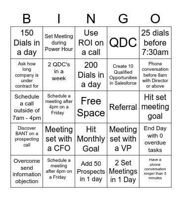 Bingo Competition Bingo Card