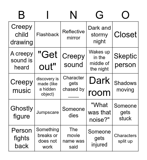 Halloween Horror Bingo Card